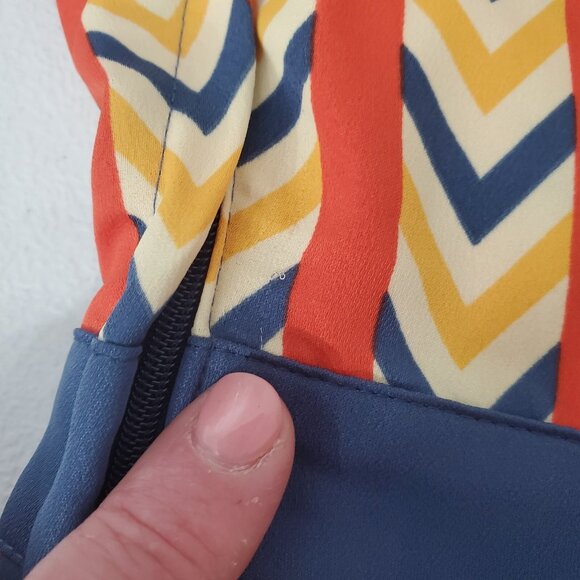 Modcloth Womens Colorful Chevron Pleated Shirt Dress Size 1X Long Sleeve Mod - Picture 3 of 9